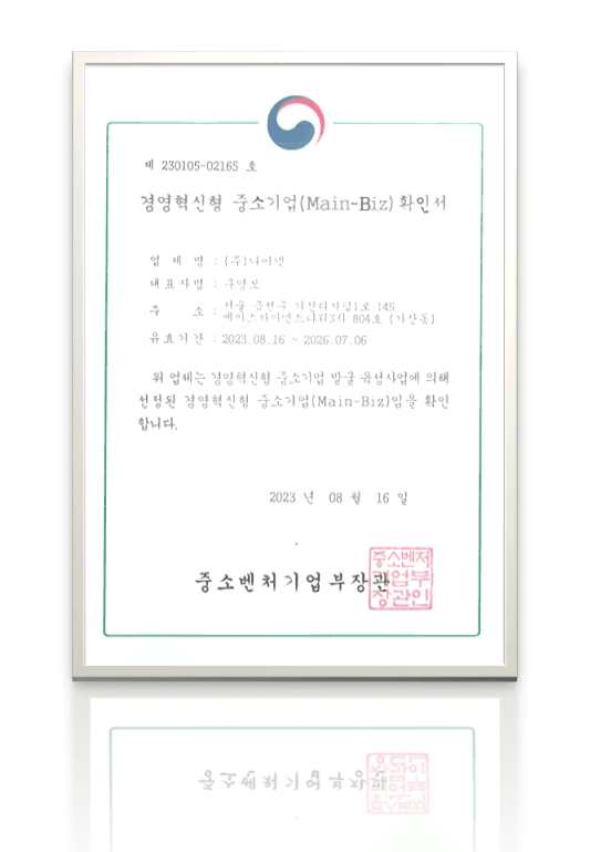 경영혁신형 중소기업 확인서